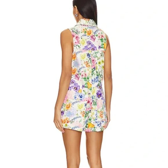 Show Me Your Mumu Reno Romper Multicolor Denim Floral Spring Wommen's Sz XS B26 - Picture 6 of 12